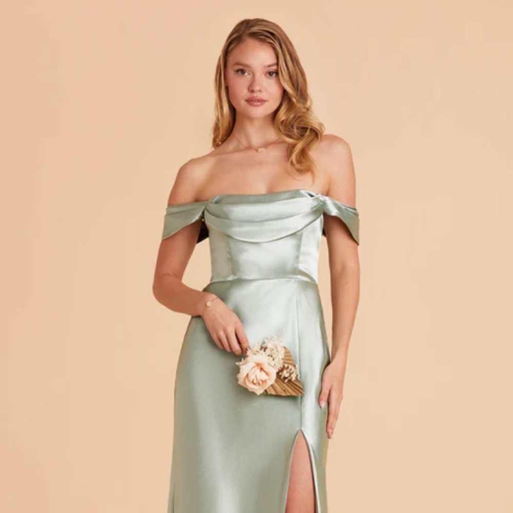 Birdy Grey Mia Sage Satin Bridesmaid Dress